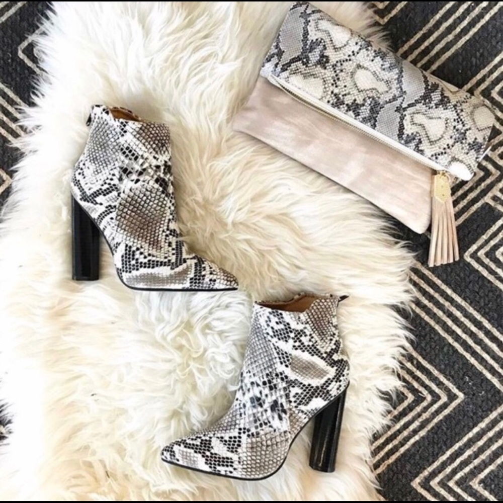 Arabella snake skin booties